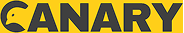 The Canary logo - yellow baground with the wordmark logo in black